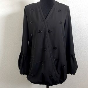 Almatrichi Spain Embellished Puff Sleeve Blouse 0002